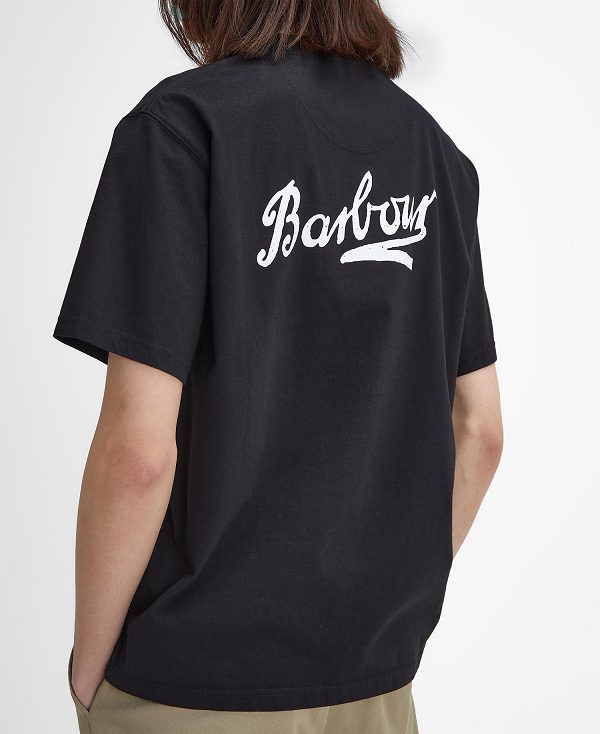 Barbour Bowery Oversized Graphic T-shirt Black | BABO88398