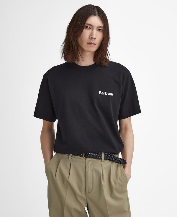 Barbour Bowery Oversized Graphic T-shirt Black | BABO88398