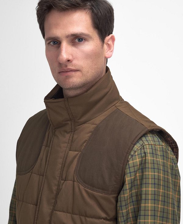 Barbour Bradford Tattersall Gilet Dark Sand | BABO87573