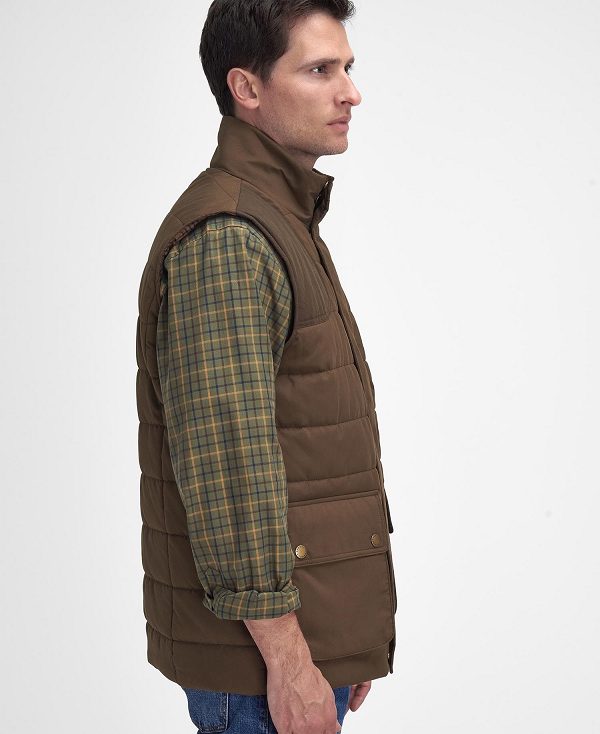 Barbour Bradford Tattersall Gilet Dark Sand | BABO87573