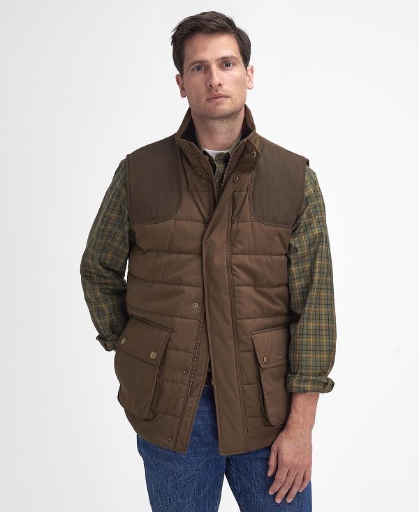 Barbour Bradford Tattersall Gilet Dark Sand | BABO87573