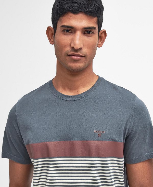 Barbour Braeside Striped T-shirt Dark Slate | BABO88345