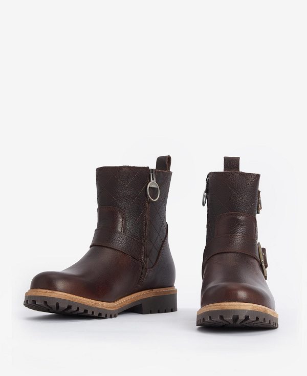 Barbour Bramble Double Buckle Boots Dark Brown | BABO89881