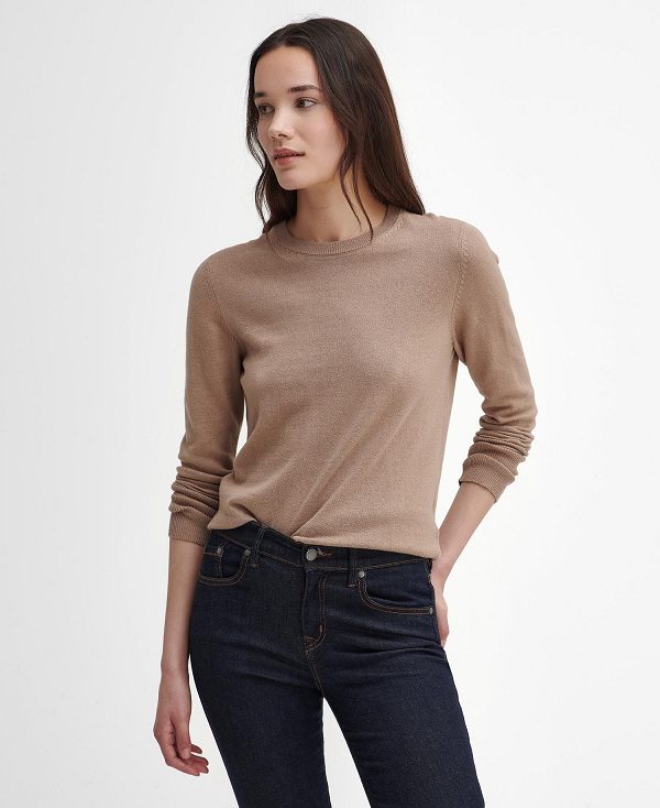 Barbour Brambles Crew-neck Jumper Sand Dune | BABO89728