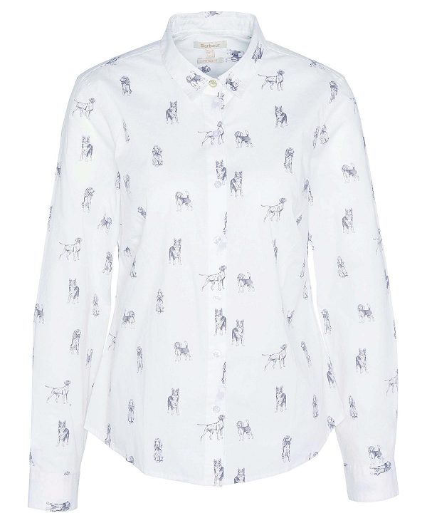 Barbour Brambles Tailored Long-sleeved Shirt Dog Print | BABO89505