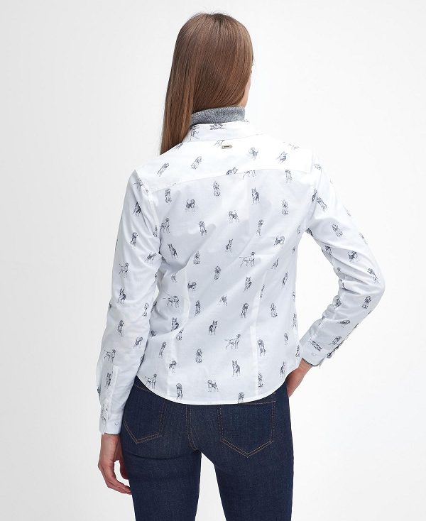 Barbour Brambles Tailored Long-sleeved Shirt Dog Print | BABO89505