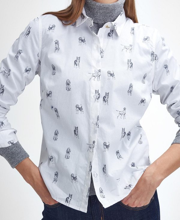 Barbour Brambles Tailored Long-sleeved Shirt Dog Print | BABO89505