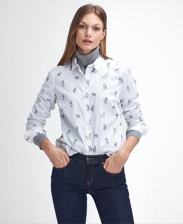 Barbour Brambles Tailored Long-sleeved Shirt Dog Print | BABO89505