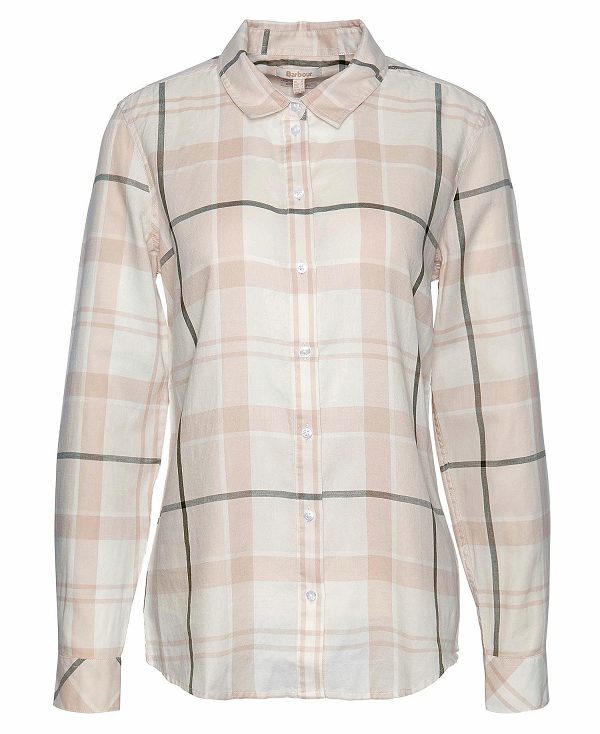 Barbour Bredon Regular Long-sleeved Shirt Winter White/Loden Tartan | BABO89500