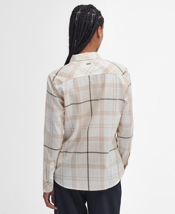 Barbour Bredon Regular Long-sleeved Shirt Winter White/Loden Tartan | BABO89500