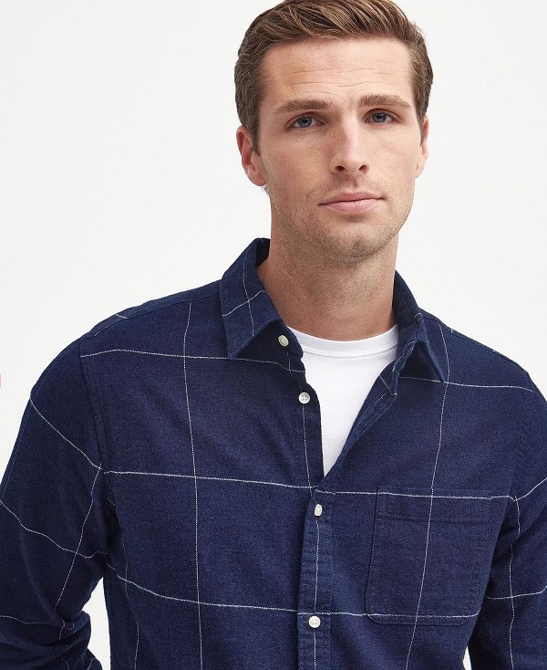 Barbour Brindle Tailored Long-sleeved Shirt Indigo | BABO87765