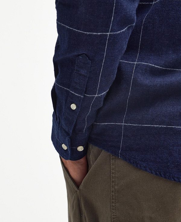 Barbour Brindle Tailored Long-sleeved Shirt Indigo | BABO87765