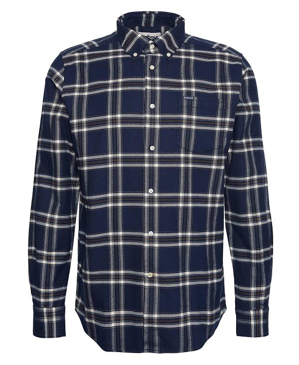 Barbour Bromley Tailored Long Sleeved Shirt Navy | BABO87813