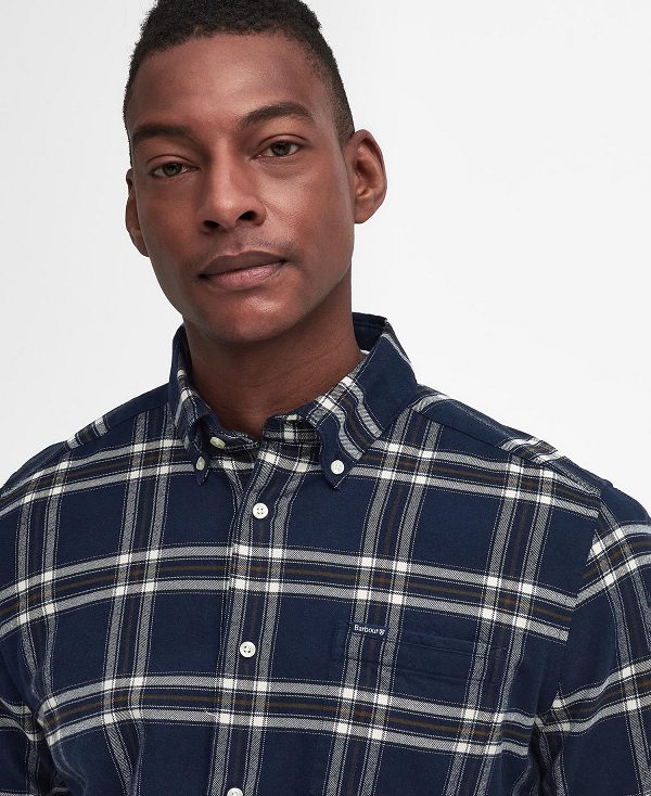 Barbour Bromley Tailored Long Sleeved Shirt Navy | BABO87813