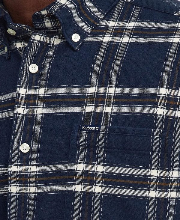 Barbour Bromley Tailored Long Sleeved Shirt Navy | BABO87813