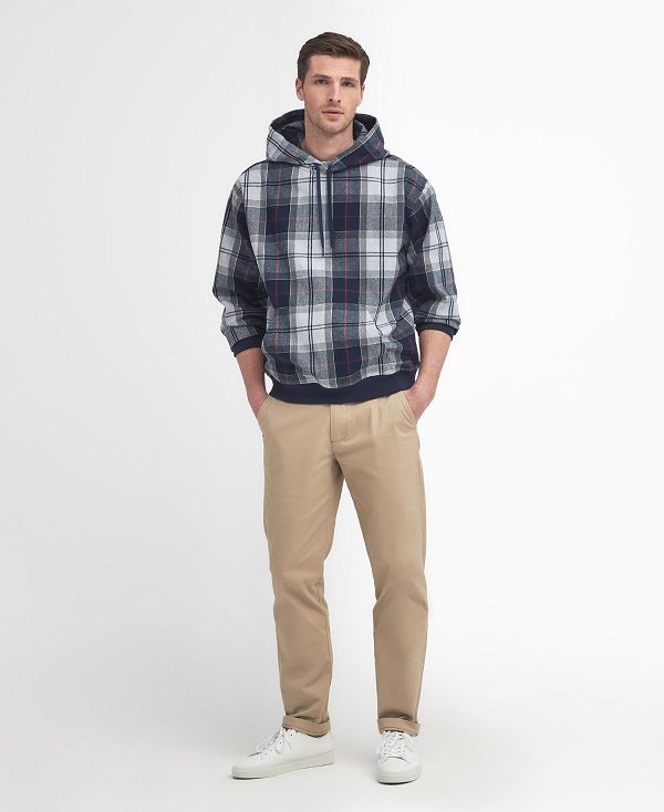 Barbour Brough Tartan Hoodie Blue | BABO88685