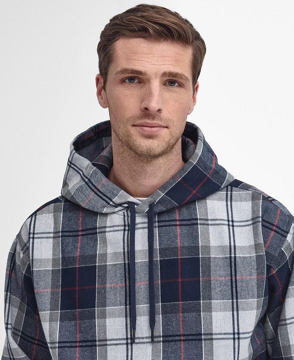 Barbour Brough Tartan Hoodie Blue | BABO88685