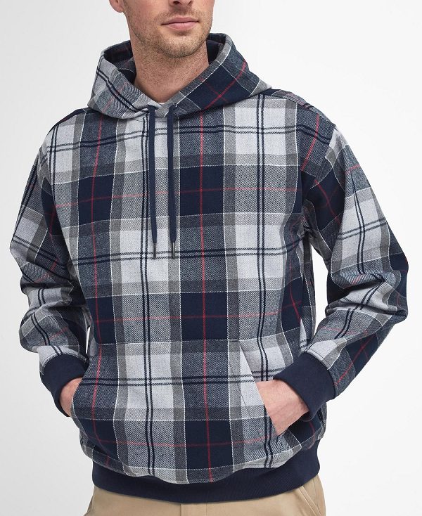 Barbour Brough Tartan Hoodie Blue | BABO88685