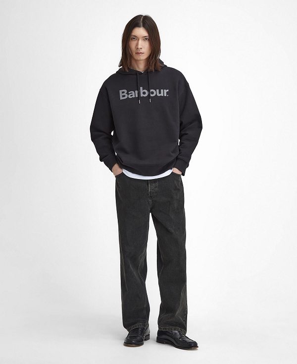 Barbour Brushed Nicholas Oversized Hoodie Black | BABO88490