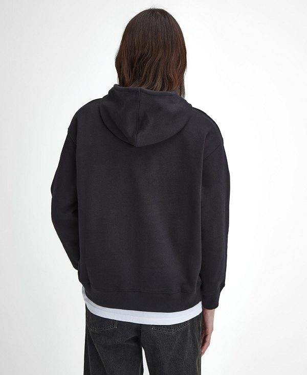 Barbour Brushed Nicholas Oversized Hoodie Black | BABO88490