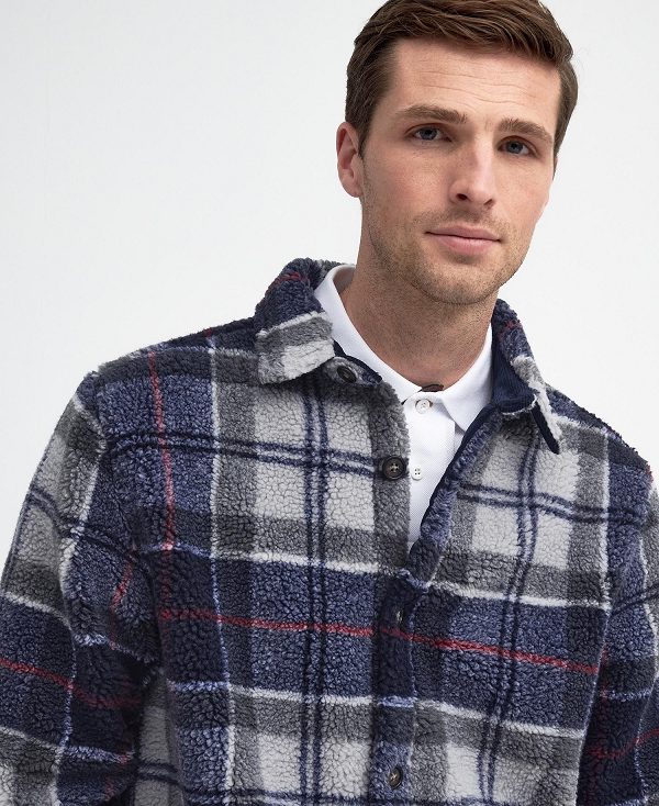 Barbour Bryson Tartan Fleece Overshirt Blue | BABO88007