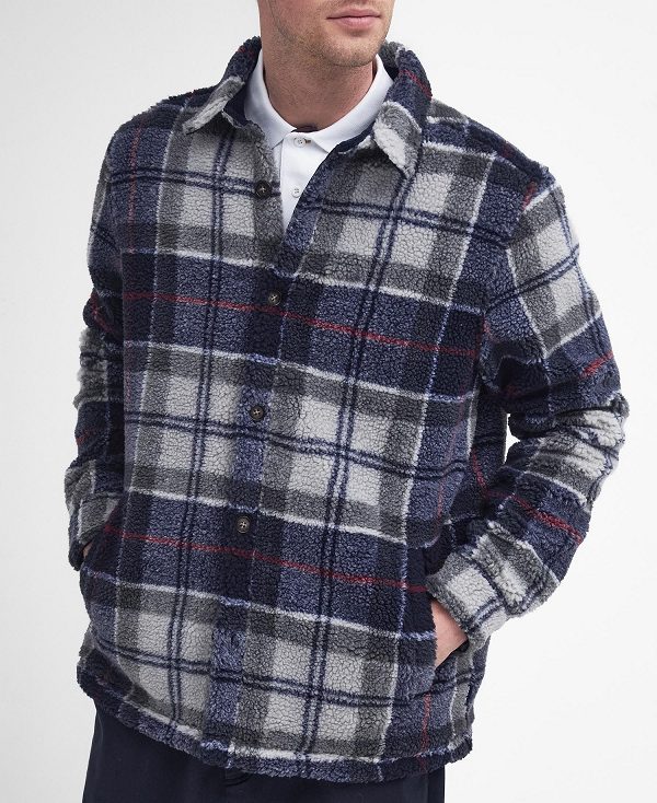 Barbour Bryson Tartan Fleece Overshirt Blue | BABO88007