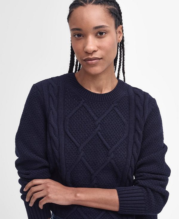 Barbour Burne Argyle Crew Neck Jumper Classic Navy | BABO89707