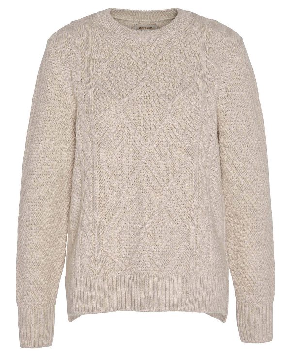 Barbour Burne Argyle Crew Neck Jumper Oatmeal | BABO89737