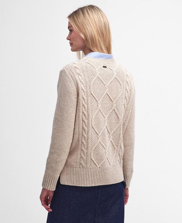 Barbour Burne Argyle Crew Neck Jumper Oatmeal | BABO89737