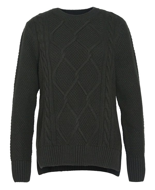 Barbour Burne Argyle Crew Neck Jumper Olive | BABO89706