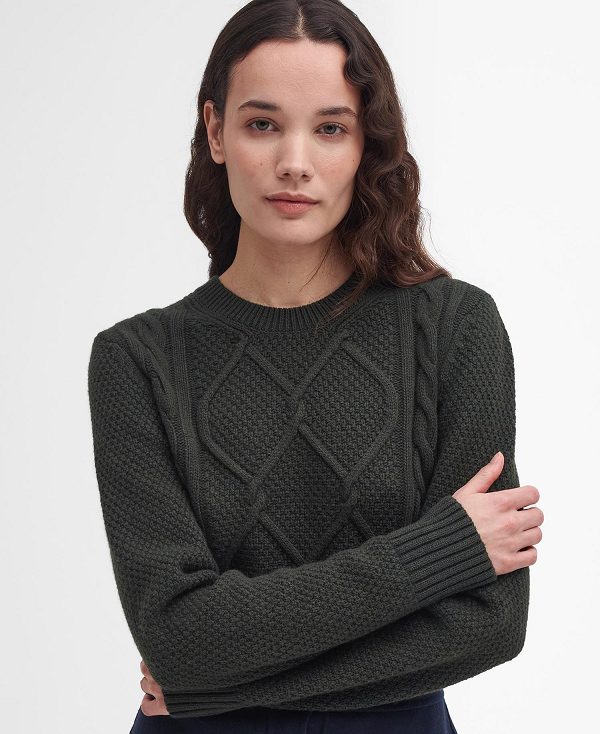 Barbour Burne Argyle Crew Neck Jumper Olive | BABO89706