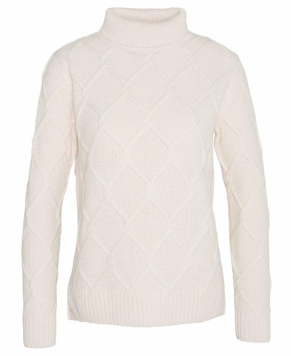 Barbour Burne Roll Neck Jumper Ecru | BABO89733