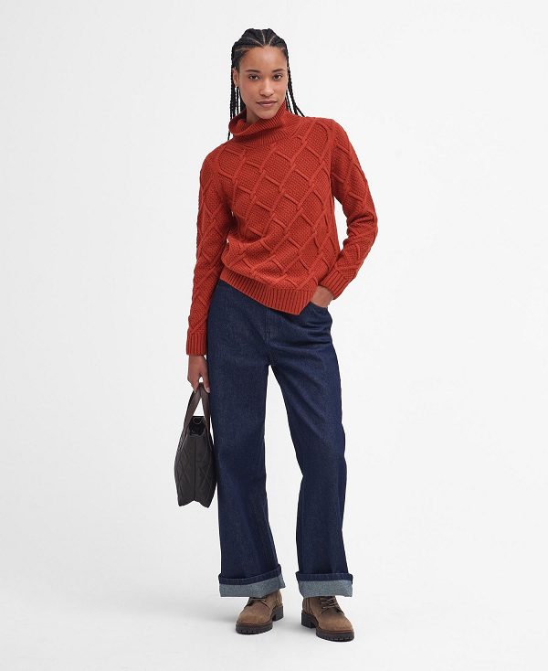 Barbour Burne Roll Neck Jumper Spiced Pumpkin | BABO89765