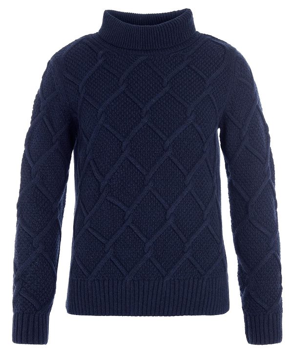 Barbour Burne Roll Neck Knit Sweatshirt Navy | BABO89705