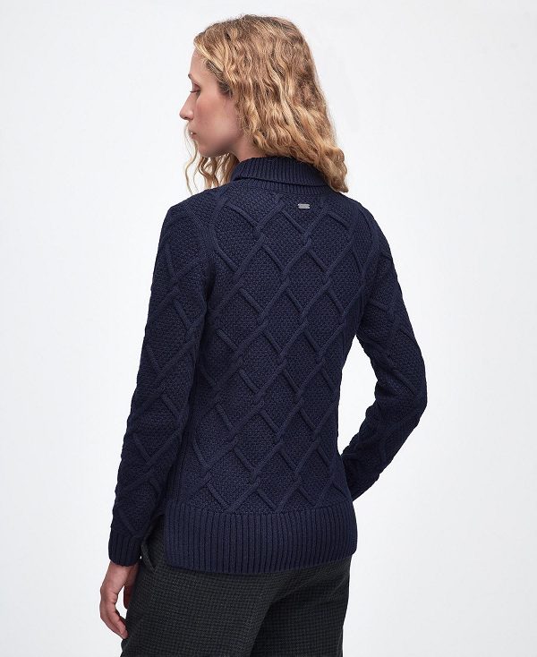 Barbour Burne Roll Neck Knit Sweatshirt Navy | BABO89705