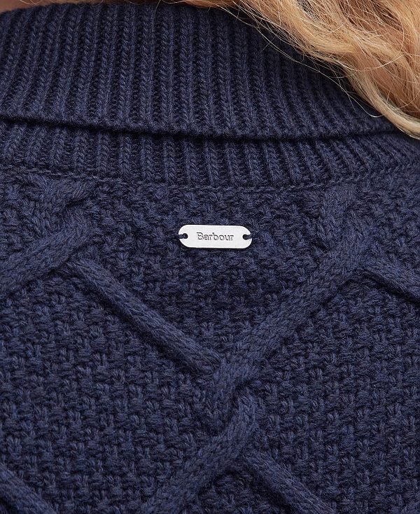 Barbour Burne Roll Neck Knit Sweatshirt Navy | BABO89705