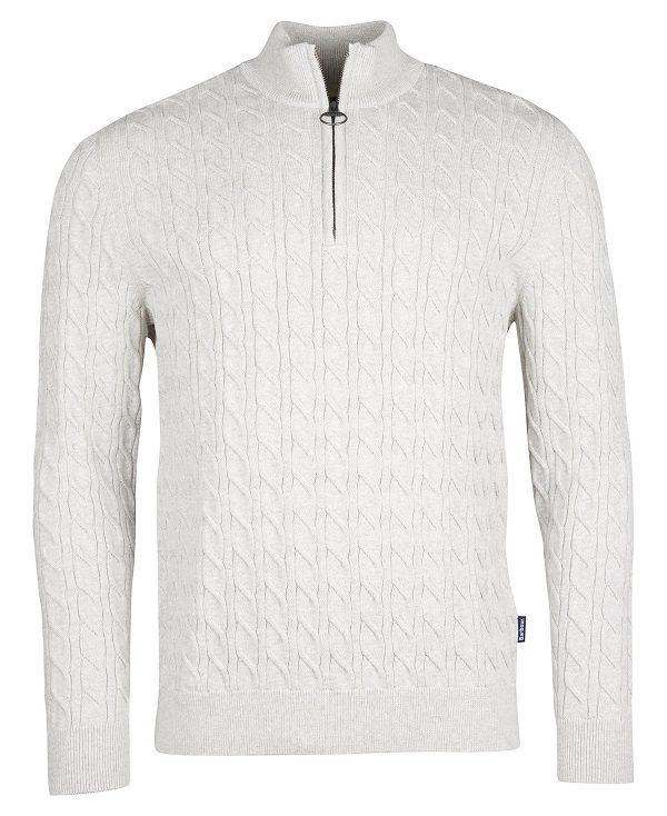 Barbour Cable Knit Half Zip Jumper Light Moss | BABO88501