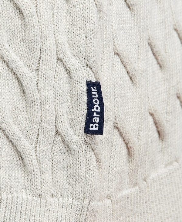 Barbour Cable Knit Half Zip Jumper Light Moss | BABO88501