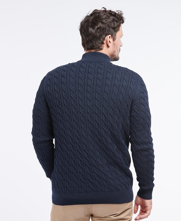 Barbour Cable Knit Half Zip Jumper Navy | BABO88502