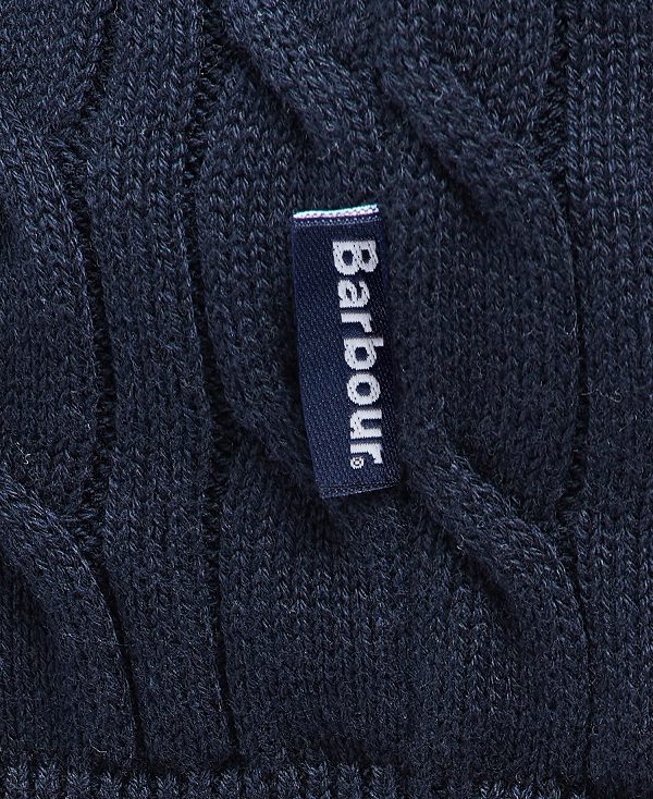 Barbour Cable Knit Half Zip Jumper Navy | BABO88502