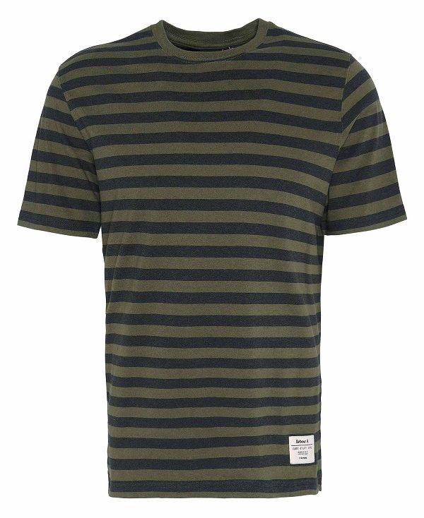 Barbour Caddick Striped T-shirt Green | BABO88391