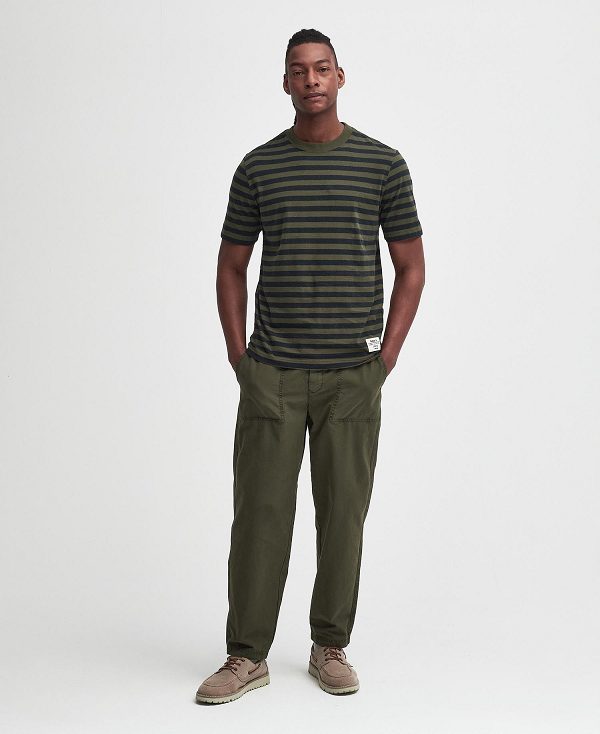 Barbour Caddick Striped T-shirt Green | BABO88391