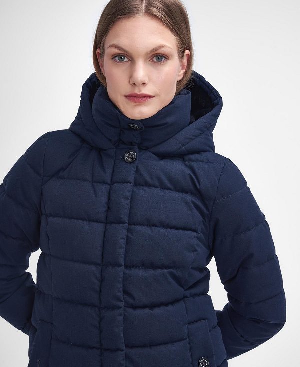 Barbour Camellia Puffer Jacket Dark Navy | BABO89352