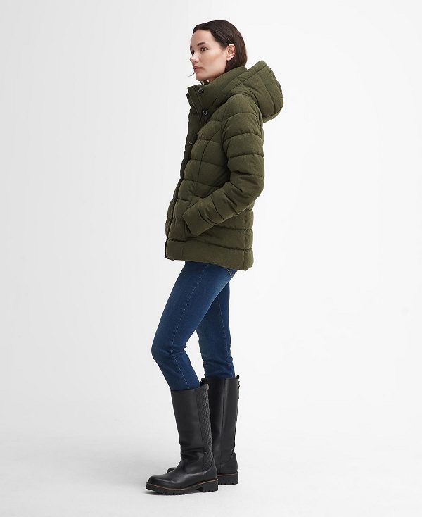 Barbour Camellia Puffer Jacket Olive | BABO89354