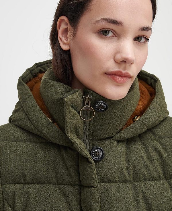 Barbour Camellia Puffer Jacket Olive | BABO89354