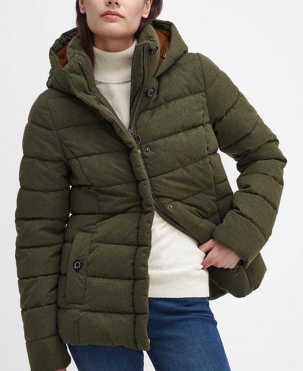 Barbour Camellia Puffer Jacket Olive | BABO89354