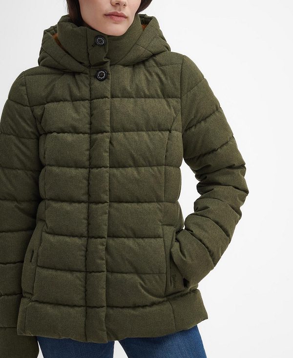 Barbour Camellia Puffer Jacket Olive | BABO89354