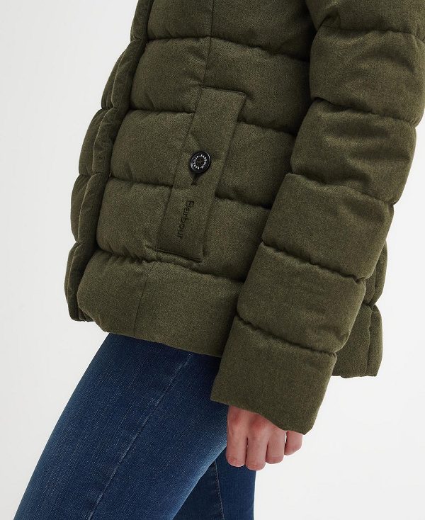 Barbour Camellia Puffer Jacket Olive | BABO89354