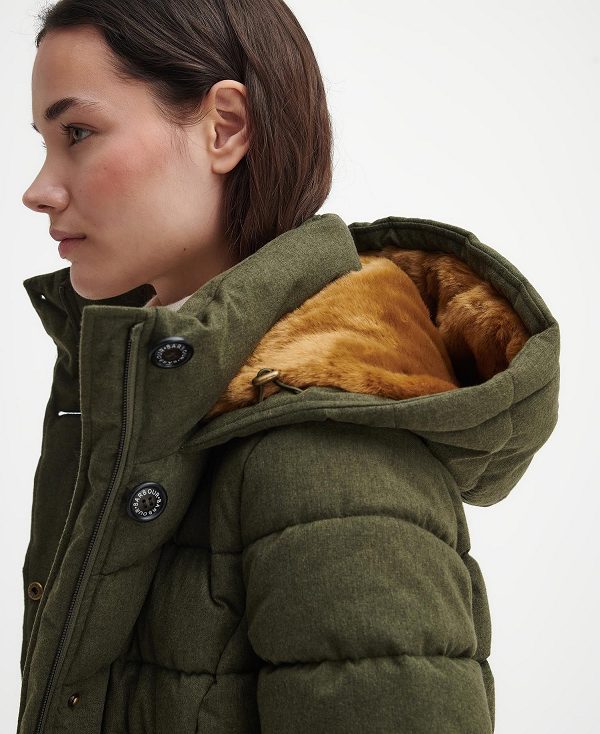 Barbour Camellia Puffer Jacket Olive | BABO89354