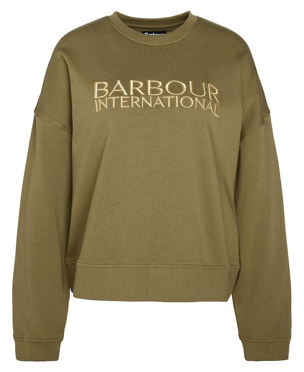 Barbour Carla Logo Sweatshirt Khaki | BABO89801